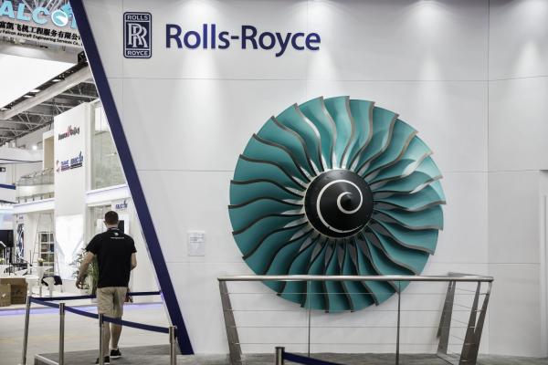 <p>Турбина на двигател на Rolls-Royce Holdings Plc.</p>
